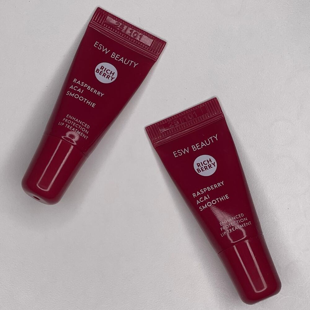 ESW Beauty Set of 2 Raspberry Acai Smoothie Vegan Lip Treatment, Rich Berry Tint